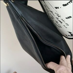 RAVASI Firenze Black Leather Hobo Shoulder Bag